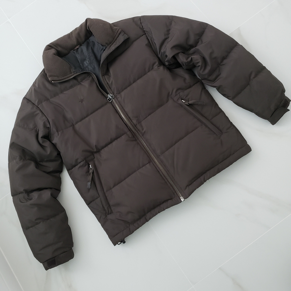 Old Navy Men's Warm Brown Puffer Coat Sz S - Picture 2 of 9
